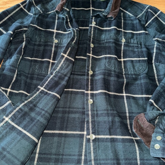 Vintage Eddie Bauer plaid button down with corduroy collar elbows and cuffs M - Picture 5 of 6